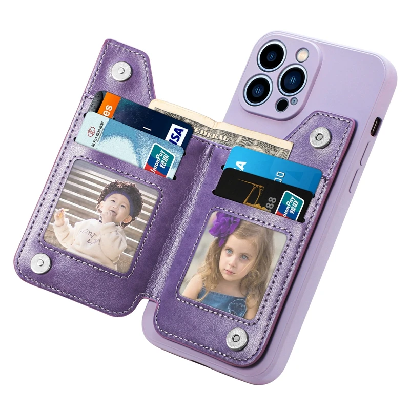 For iPhone 16 Pro Max Card Pocket Zipper Wallet Case for iPhone 16