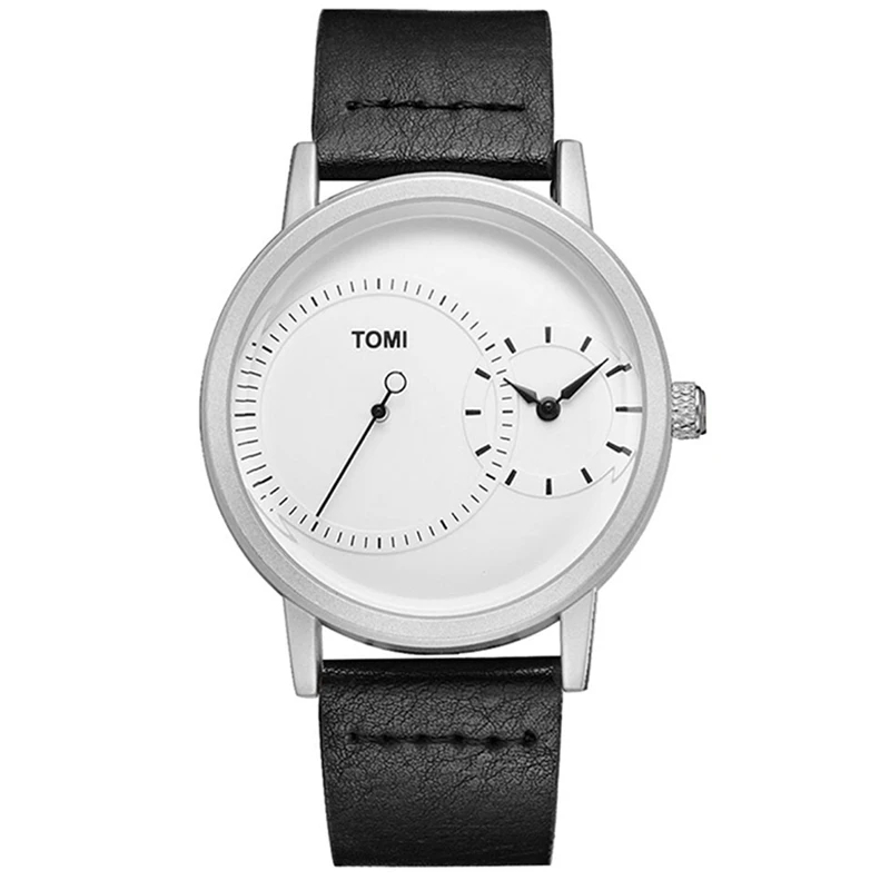 Elegant Watch for Men Simple Style Men Quartz Wrist Watches Casual Leather Fashion Wristwatch Minimalist Black White Man Clock