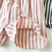 Children's Clothing Vintage Linen Cotton Stripe Pants Baby Boy Girl Casual Shorts Spring Summer Girls Loose Trousers and Shorts 6