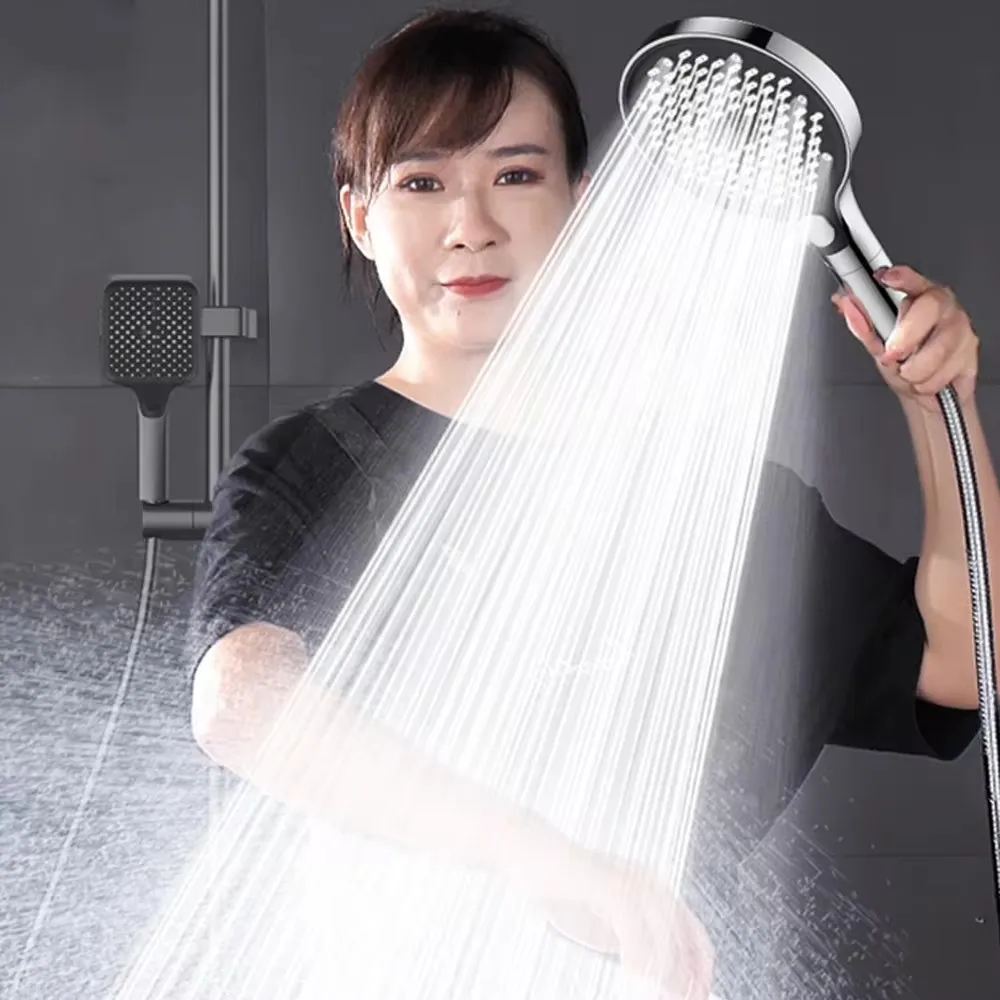 15CM Big Panel High Pressure Large Flow Shower Head Black 3 Modes Water Saving Spray Nozzle Rainfall Shower Bathroom Accessories 4