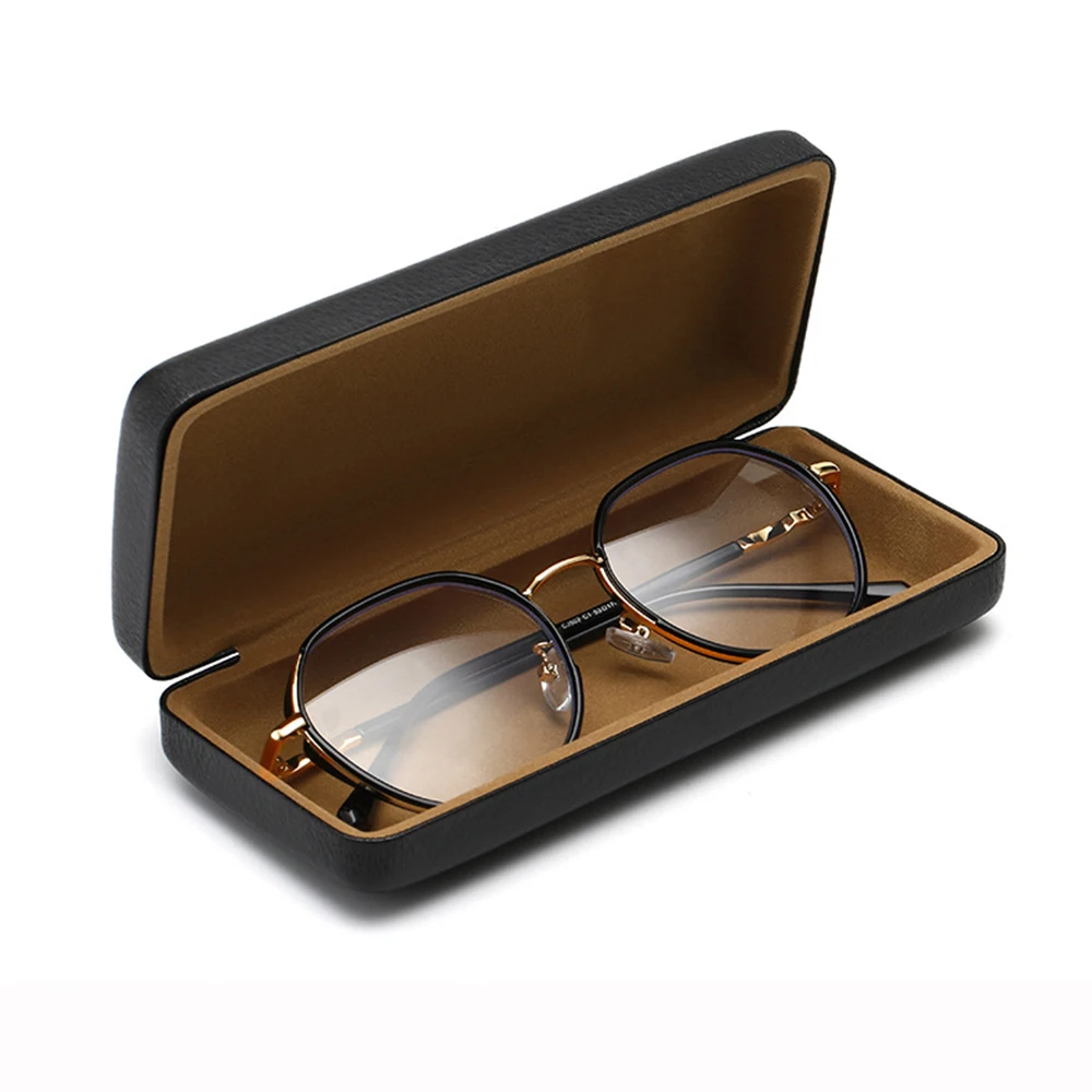 Fashion Simple Pu Leather Glasses Metal Square Portable Sunglasses Case Women Men Stress Resistant Eyewear Storage Box