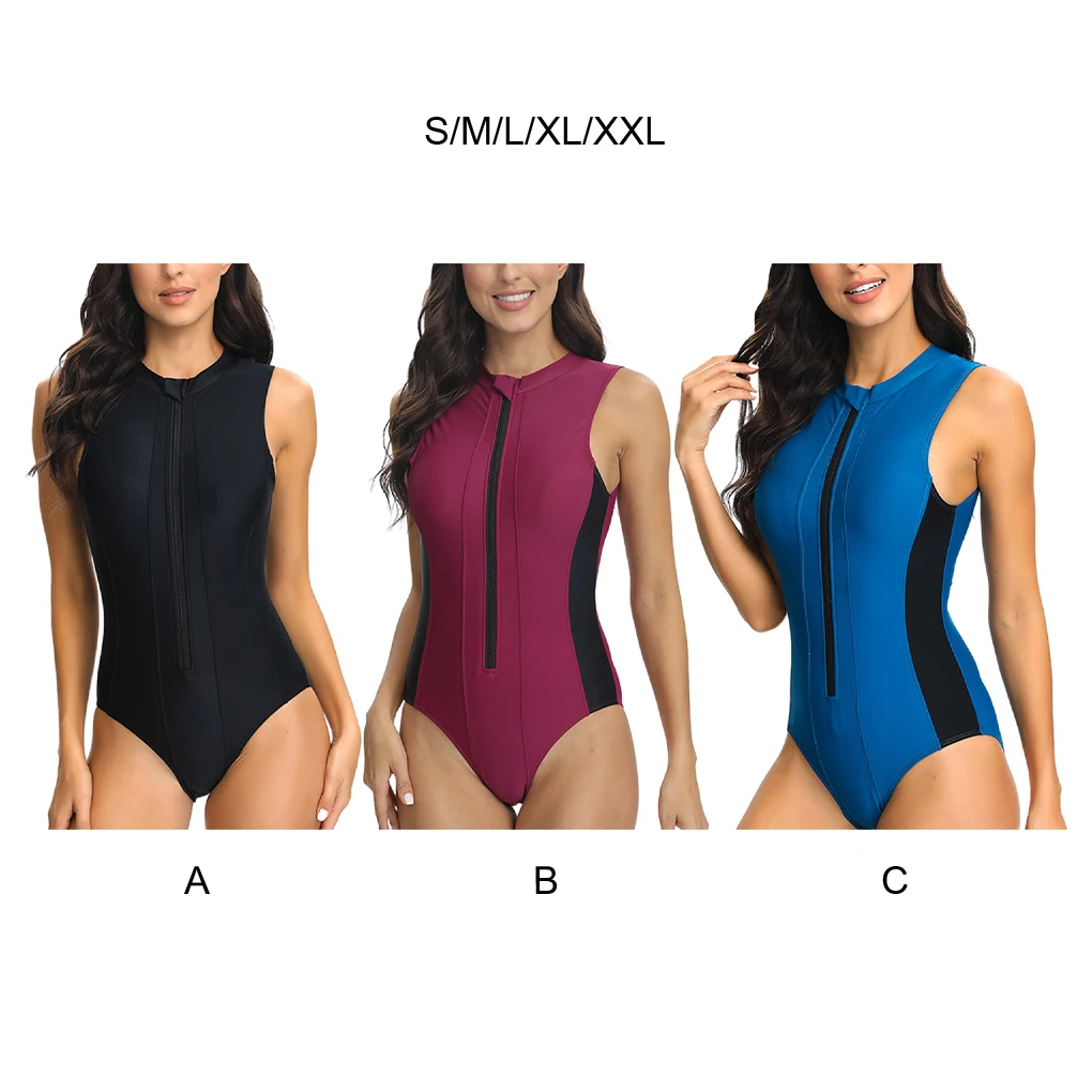 

Multiple Sizes Available Versatile Swimsuit For Every Body Type Sleeveless Zipper Swimsuit