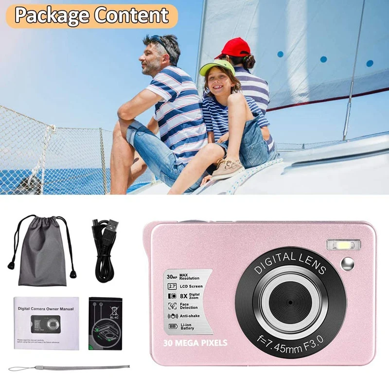 2.7-inch Brand New Mini HD 1080P Digital Camera 30 MP LCD Screen Camera With 8x Digital Zoom Camera for Children's BirthdayGifts