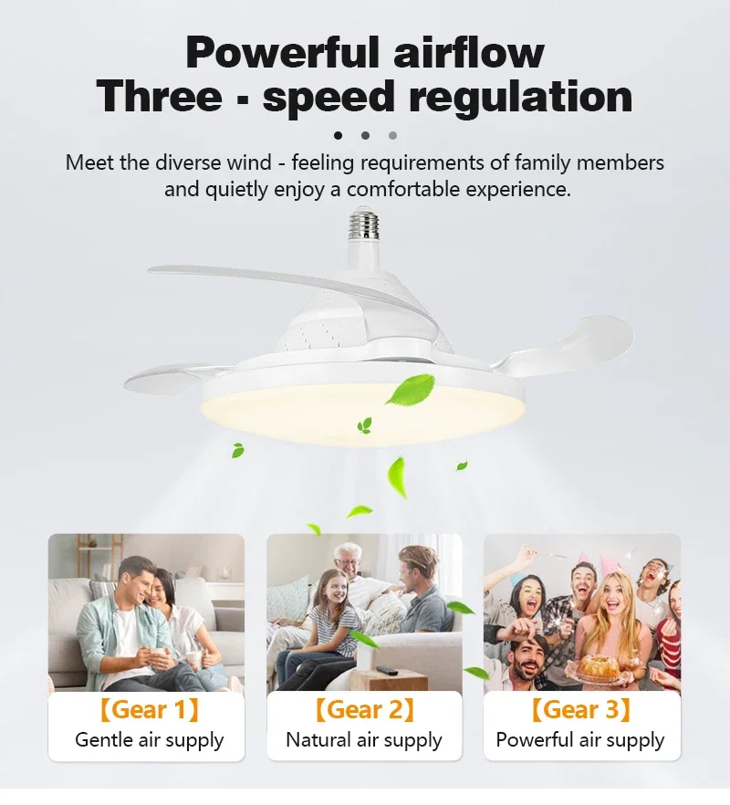 Invisible Ceiling Fan With Led Light Dimmable And Timer Function_voghion.com
