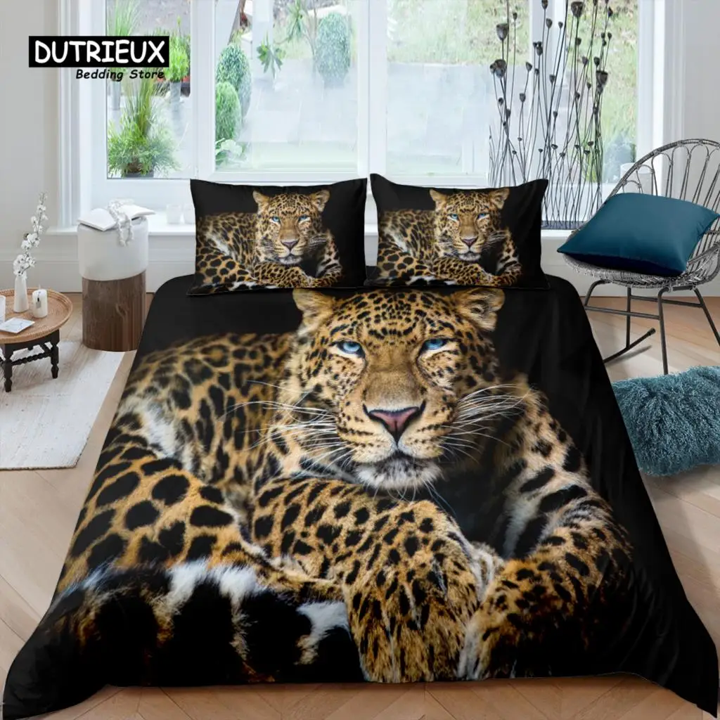 

Home Living Luxury 3D Leopard Bedding Set Animal Duvet Cover Pillowcase Queen and King EU/US/AU/UK Size Comforter Bedding