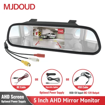 MJDOUD Monitor per specchio AHD per auto da 5 pollici per parcheggio di veicoli Schermo LCD HD TFT da 5 "per telecamera per retrovisione Rervesing Dispaly universale