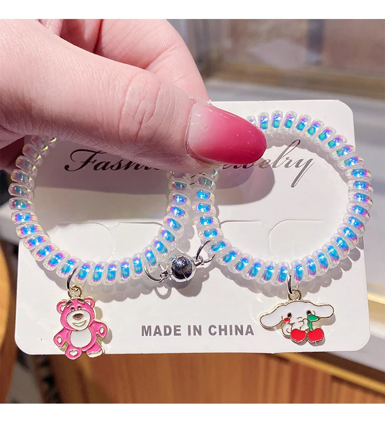 サンリオ-カップルブレスレット,女性用,ハローキティ,シンナモロール