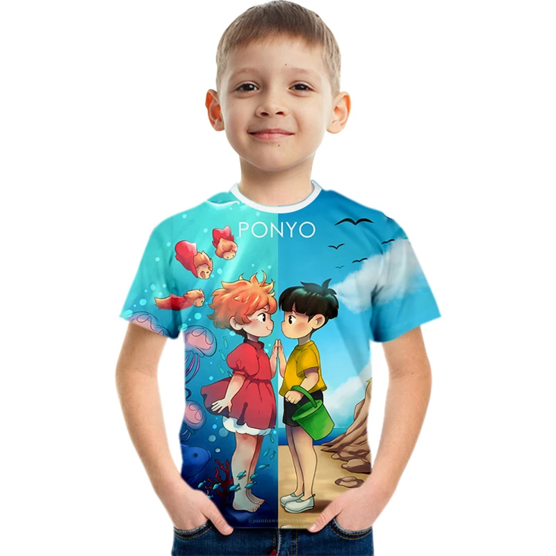 Футболка Ponyo Hayao женская с принтом летняя рубашка коротким рукавом в стиле аниме