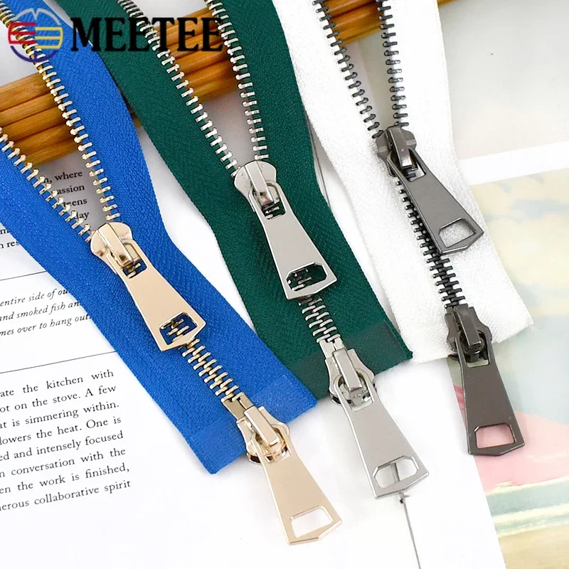 Meetee 120cm 5# Metal Zipper Double Sliders Zippers for Sewing
