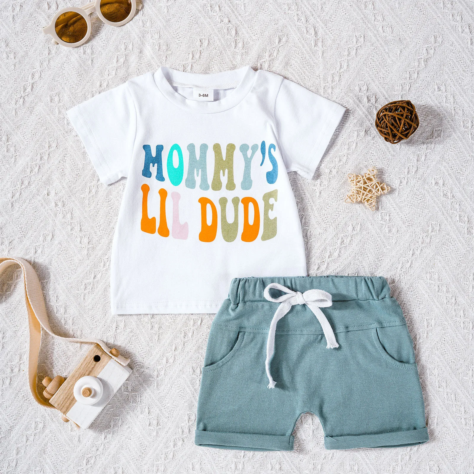 

Toddler Boys Summer Shorts Sets 2024 New Trendy Short Sleeve Letter Print Tops and Solid Color Shorts Clothes Sets For 0-3 Years