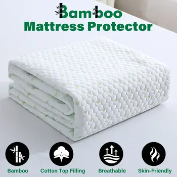 Waterproof Mattress Protector Bamboo Cotton Mattress Cover Fitted Cover T/F/Q/K 1