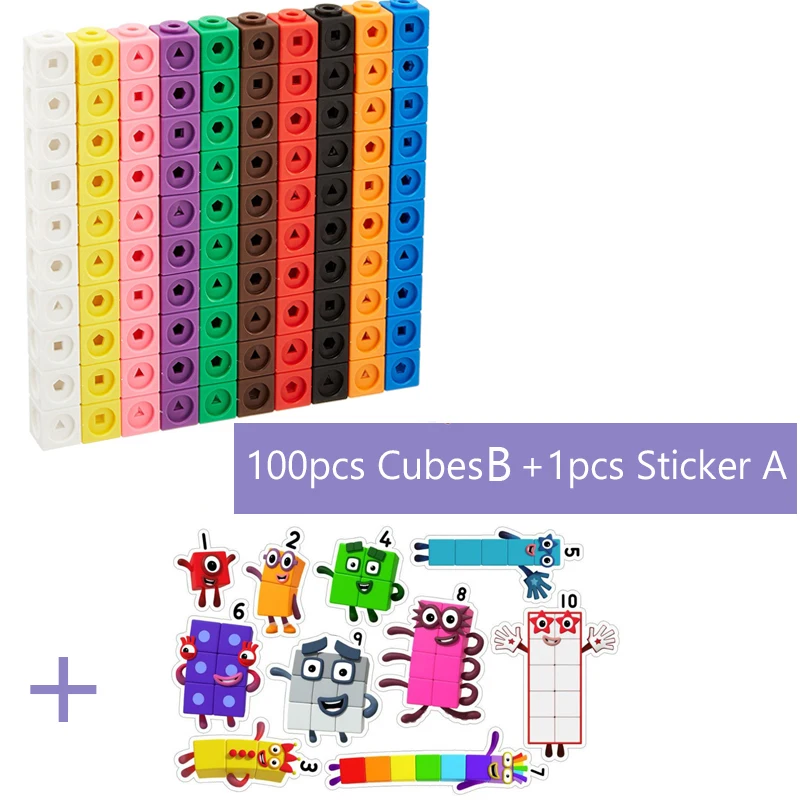 100pcs מתמטיקה קישור קוביות בלוקים ילדים חינוכיים מספרי צעצועים