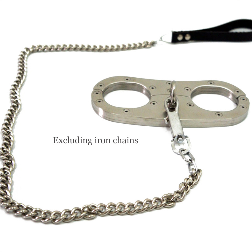 Restraint Slave Stainless Steel Sex Bondage Handcuffes Man & Woman With Lock Bdsm Heavy Handcuffs Restrictive Adult Sex Toys 18