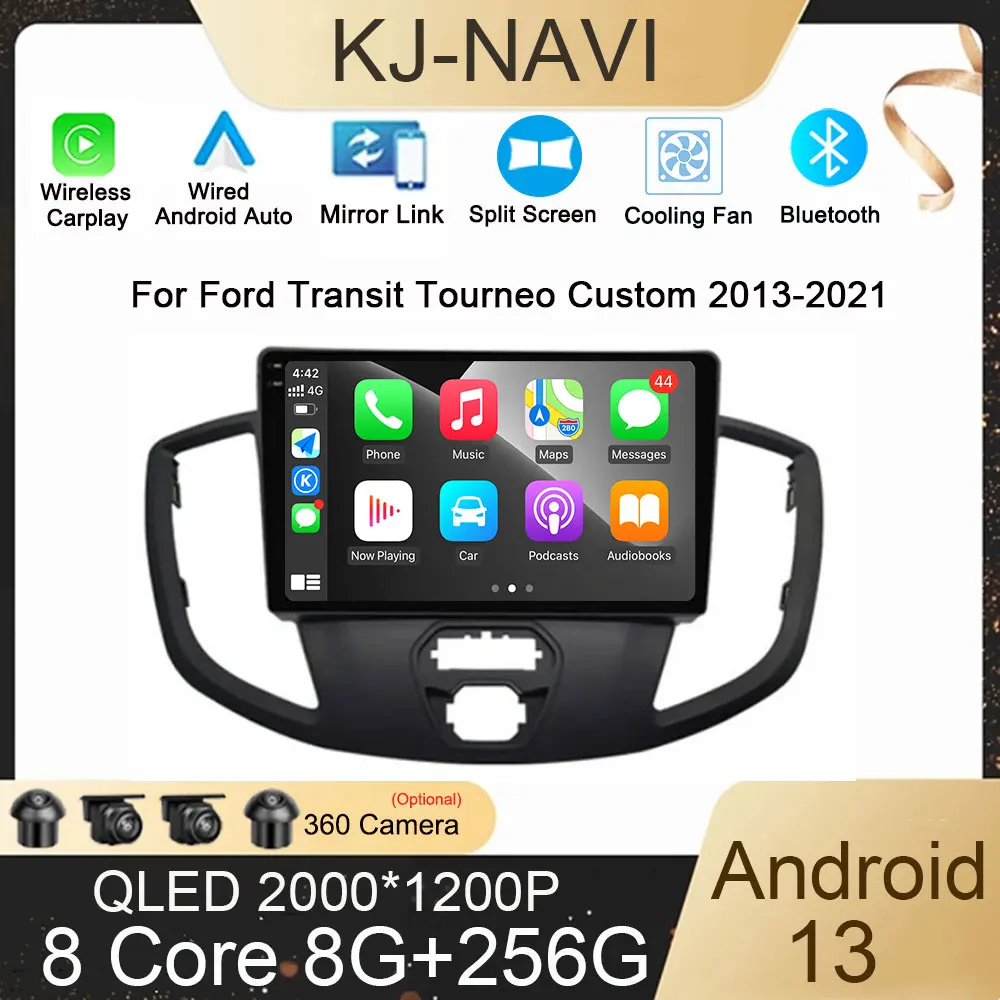 Android Auto Car Radio Android 13 Per Ford Transit Tourneo Custom 2013-2021 4G Multimedia Video Player Screen Head Unit Navega