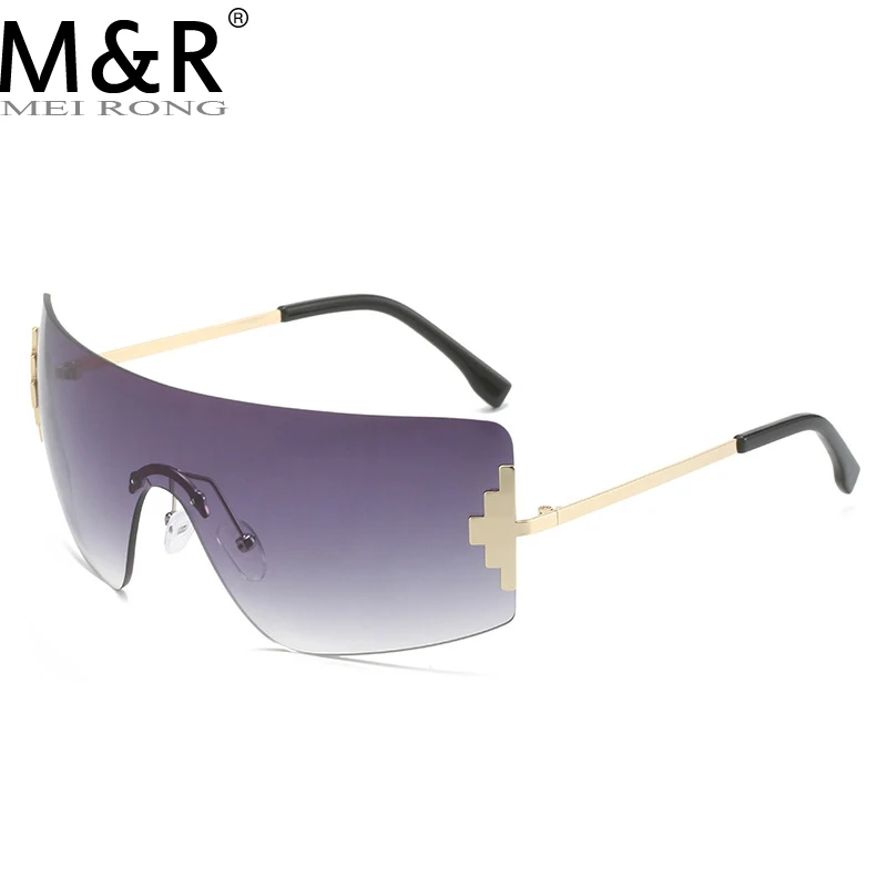 

Солнцезащитные очки без рамки для мужчин и женщин, модные градиентные солнечные аксессуары в стиле ретро, в металлической оправе, в стиле хип-хоп, цельный аксессуар