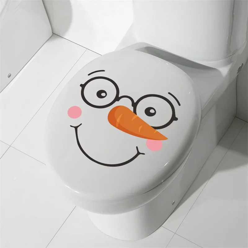 Snowman Christmas Toilet Stickers PVC Self-adhesive Waterproof 5 Types Wall Sticker Bathroom Decals Mural for Xmas Decoration 5