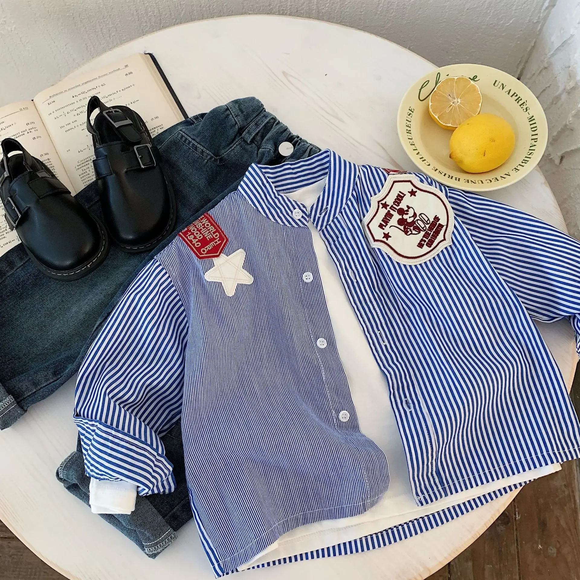Children's Long Sleeve Striped Shirt New Spring Candy Pattern Boys' Clothing Korean Style Kids' Apparel