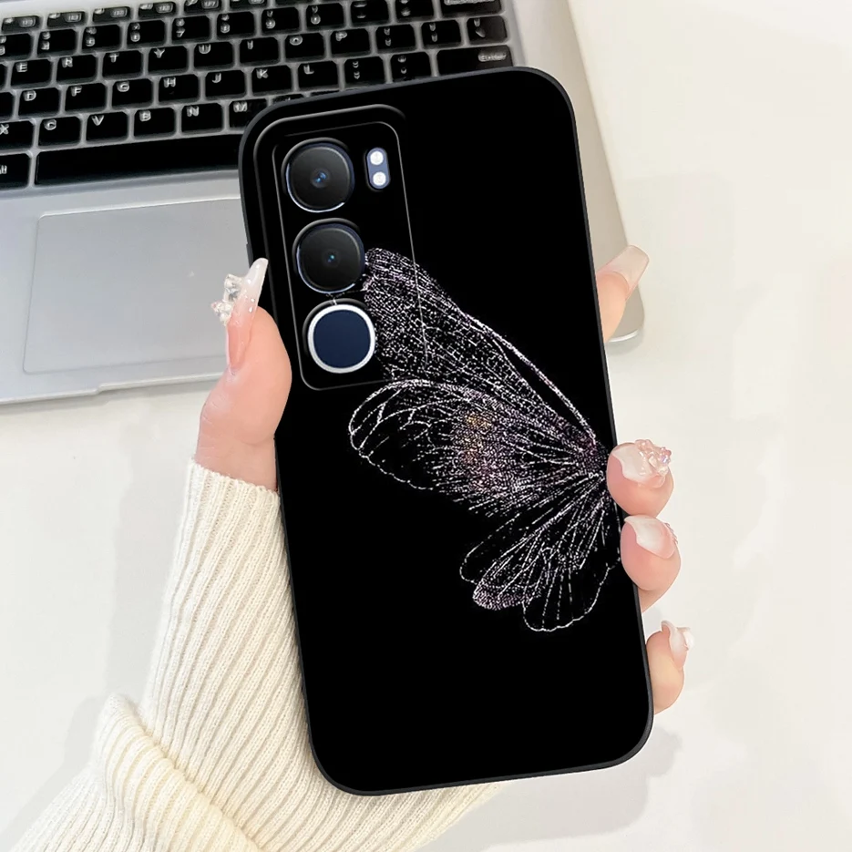 Vivo Y19s Cute Cat Grid Pattern Shockproof Silicone Phone Case