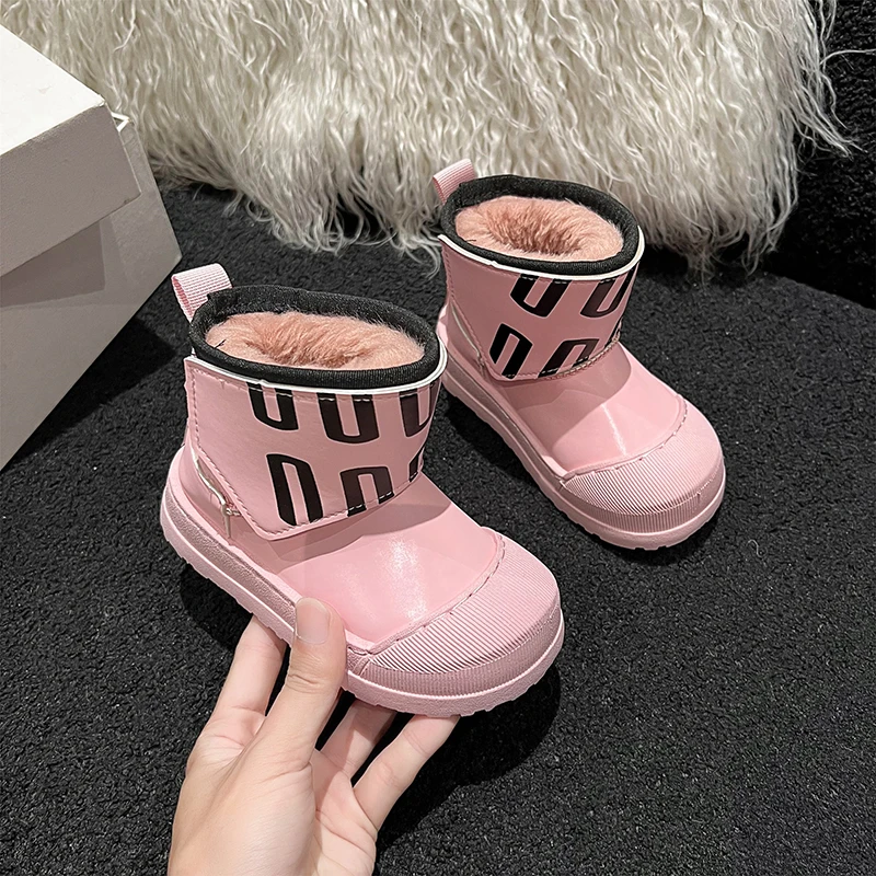 2025 겨울 신상 아동용 스노우 부츠 여아용 플리스 안감 따뜻한 신발 용 부드러운 밑창 부츠 남아용 따뜻한 부츠