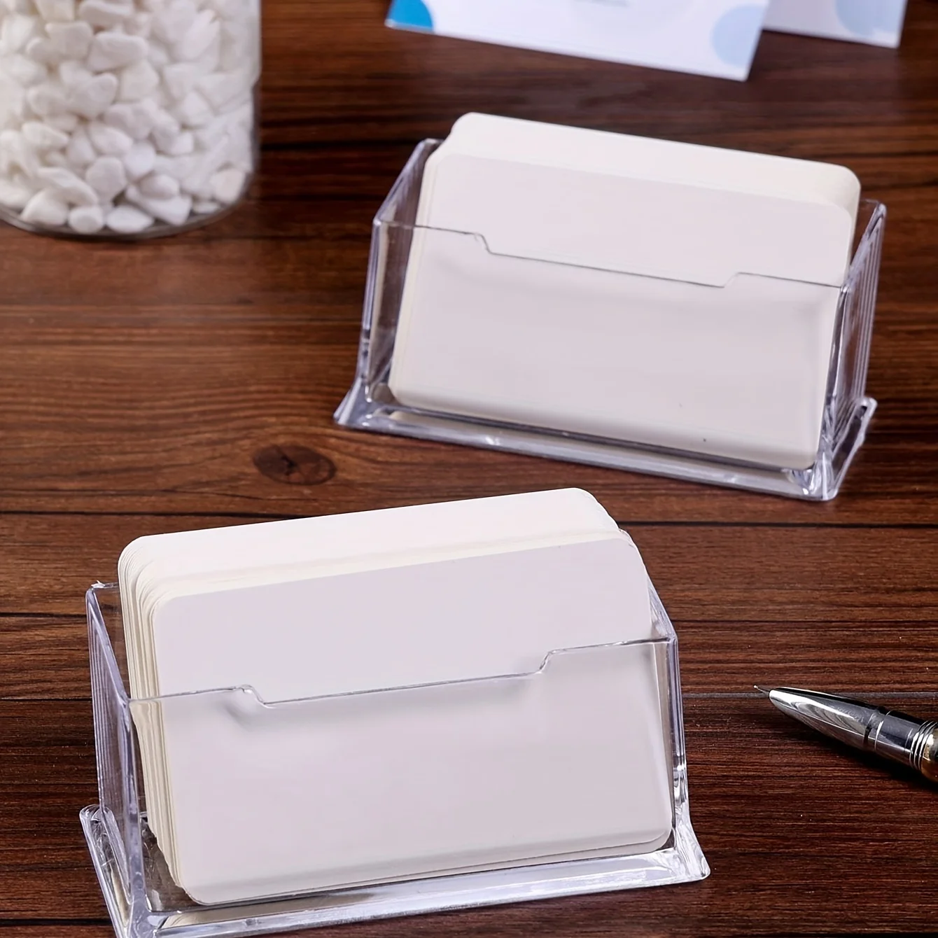 2psc Fashion acrylic desktop card holder Creative organizer, office desktop accessories, stationery travel organizer 2