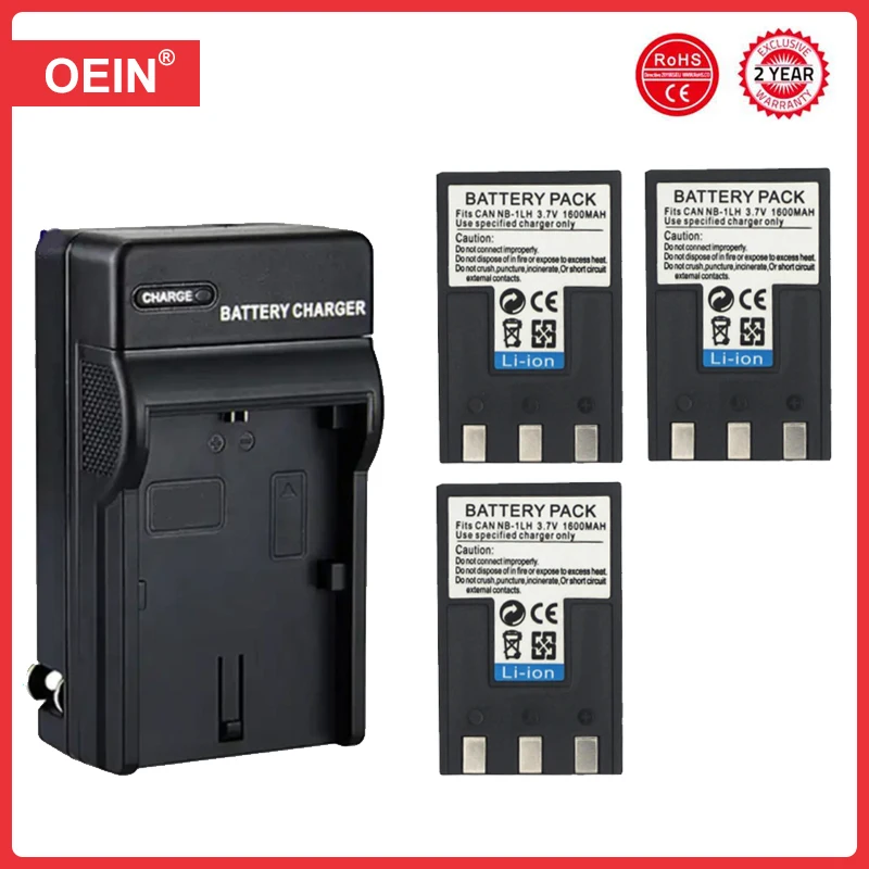 Battery NB-1L NB-1LH for Canon S110 Digital ELPH S110 S200 S230 S300 S330 S400 S410 PowerShot 100 200 Batteries Charger 1600mAh 2