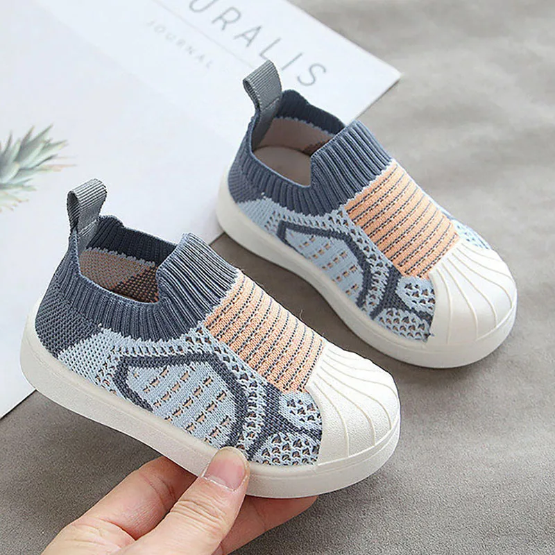 Cotton Knitted Children's Sport Sneakers Breathable Toddler Shoes For Baby Anti-slippery Floor Footwear Girl's Sneakers 1