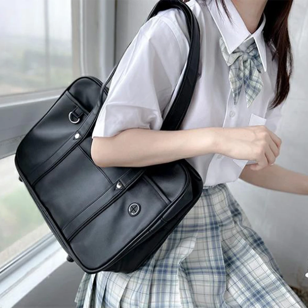 Japanese Casual PU Shoulder Bag Stylish Japanese Tote Bag Leather Cute Tote Bag for Commuting and Cosplay