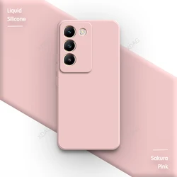 Elegant Square Liquid Silicone Phone Case with Fashionable Camera Protection - High Quality Back Cover for VIVO V30 Lite (ME) (Sakura Pink)