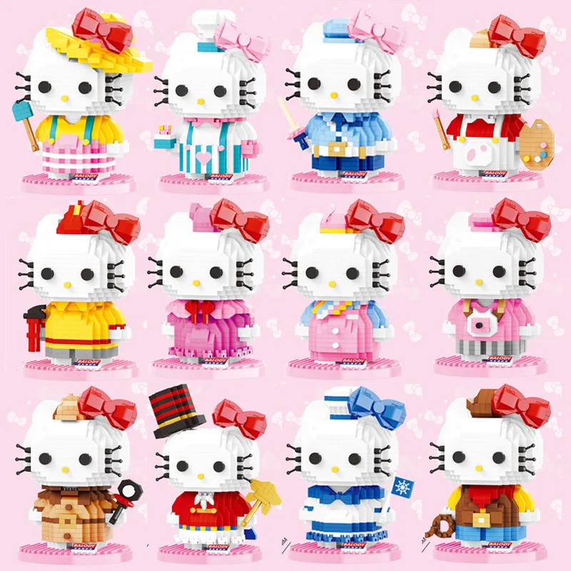 

Большая микроблочная головоломка Beiledi Hello Kitty 18099, игрушка в сборе, подарок на день рождения, 520 + шт, для разных профессий