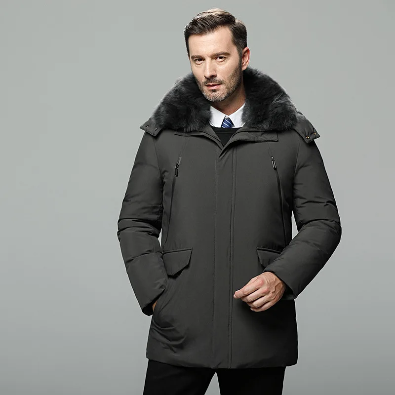 Canada Winter Jacket For Men Down Jacket Medium Long Warm Goose Down Coats  Parkas Fur Collar Waterproof Male Coat Winter clothes - AliExpress 200000343