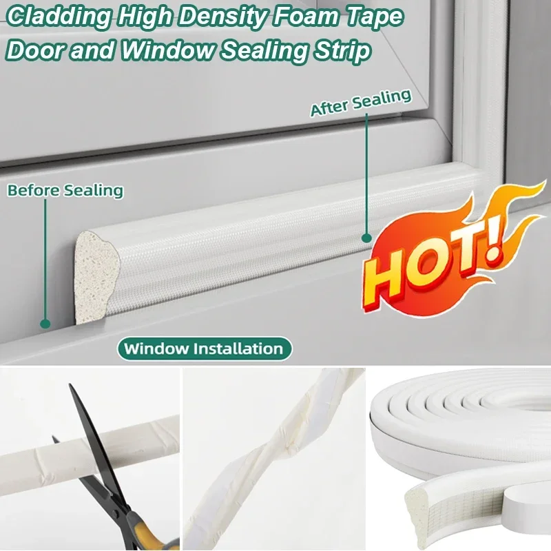 5M สีขาว Cladding ประตูและหน้าต่างซีล WEDGE สภาพอากาศ Stripping Seal Strip ประตู Gap FILLER NOISE Blocker โฟมเทปปิดผนึก 1