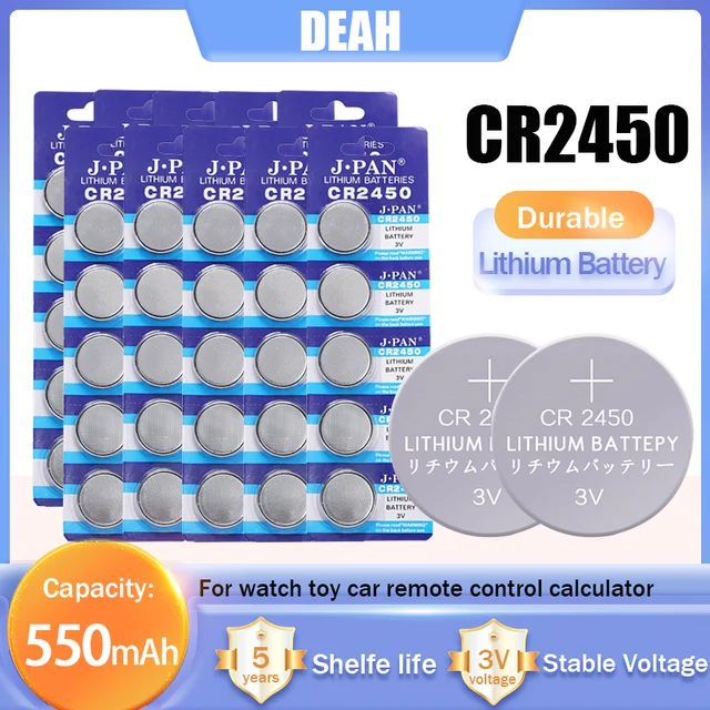 10/20/50/100/200PC CR2450 Watche Button Cell Battery ECR2450 DL2450 BR2450  3V Lithium Batteries For Toys Calculators