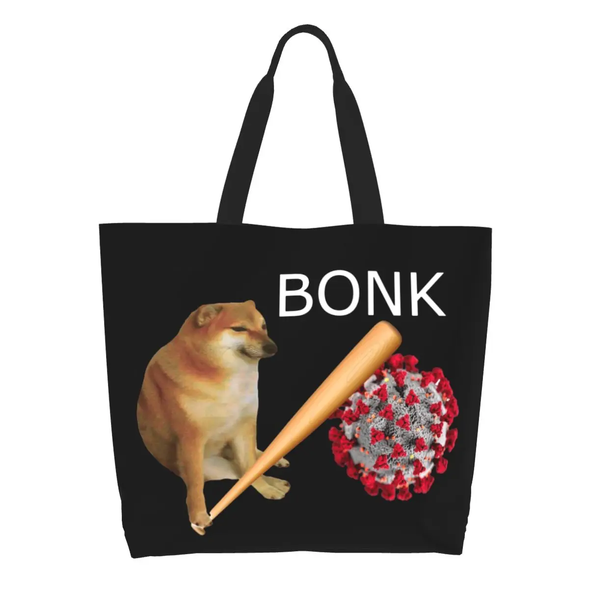 

Cheems Virums Bonk Grocery Tote Shopping Bags Women Shiba Inu Dog Meme Canvas Shoulder Shopper Bags Large Capacity Handbags