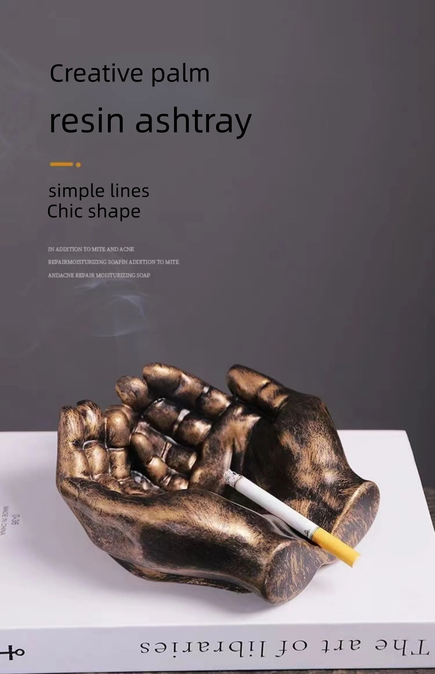 Resin cigarette ashtray, this installation is suitable for indoor and outdoor, windproof desktop smoking ash bracket, cool