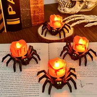 Haunted House Halloween Party Decor Horror Props Halloween Decorations LED Candle Light Plastic Spider Pumpkin Lamp For Home Bar 1