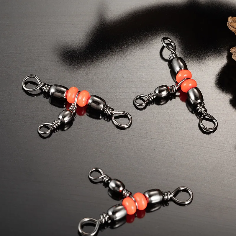 10 pièces émerillons à agrafe triple avec perles, connecteurs pour ligne leurres et hameçons, accessoires pêche