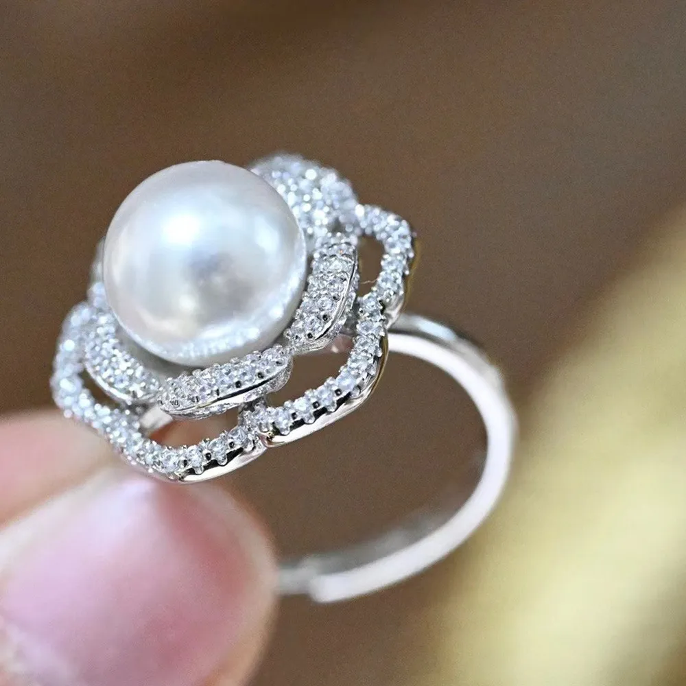

Комплект колец из серебра 925 пробы, с жемчугом, 10-12 мм