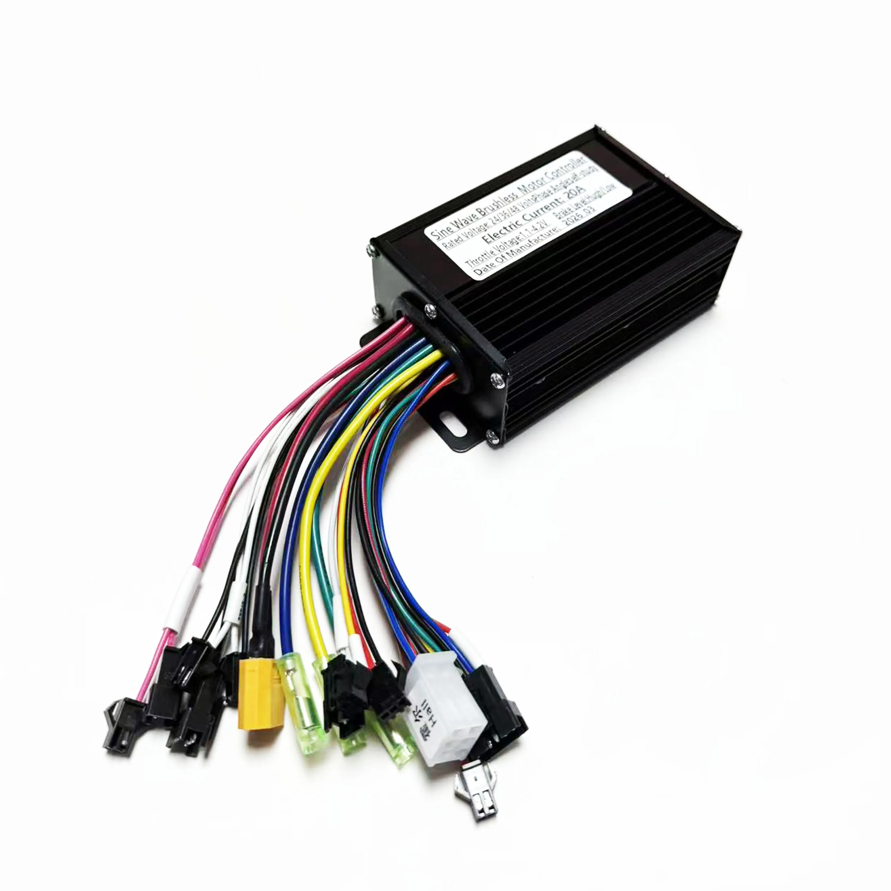 24V/36V/48V 20A 정현파 브러시리스 모터 컨트롤러 350W/500W (UART No.2 프로토콜 S866 TF-100 SW900 계기판 e-스쿠터용)