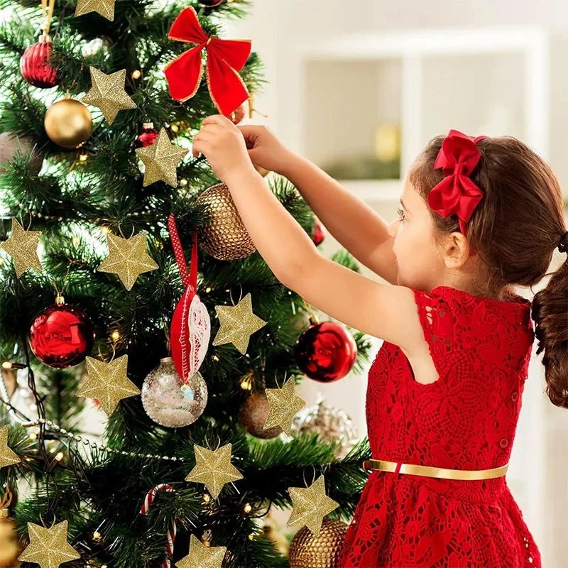 Description Picture 6 of item6Pcs/set Christmas Decoration Flash Pentagram Pendant Home Room Decor Christmas Tree Accessories New Year Gift Party DIY 2025