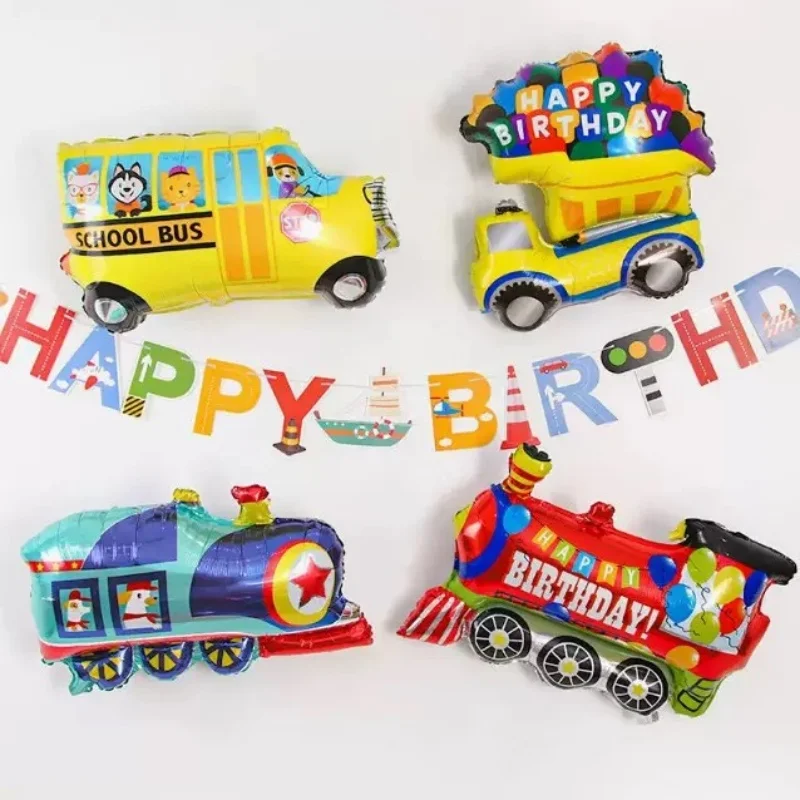 3D Cartoon Car Foil Balloon 3D Cartoon Car Foil Balloon Buggy Racing Digging Car Train Gift Baby Shower Birthday Party Decorations Kids Toys Helium Balloons