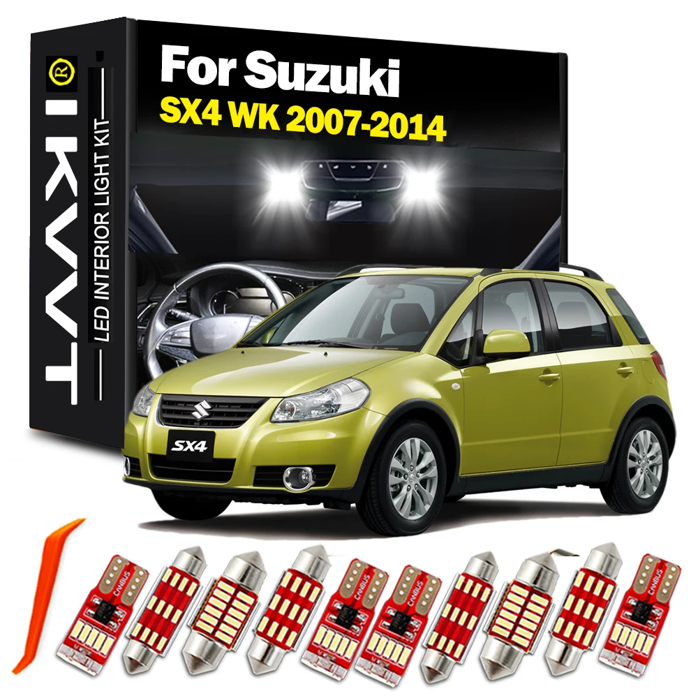 

IKVVT 9Pcs LED Interior Dome Map Reading Trunk License Plate Light Kit For Suzuki SX4 WK 2007-2012 2013 2014 Canbus Car Led Bulb