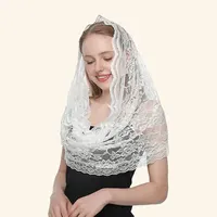 Embroider Lace Scarf Church Shawl Women Solid Color Wedding Temperament Veil Scarf 53*55cm 3