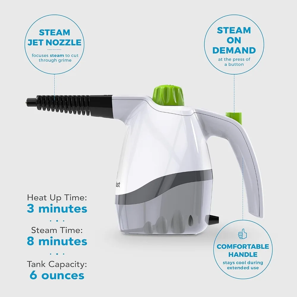 Handheld Steam Cleaner with 6 Accessories Included to Remove Dirt, Grime, Grease, Quick Heat Up Time, White 4