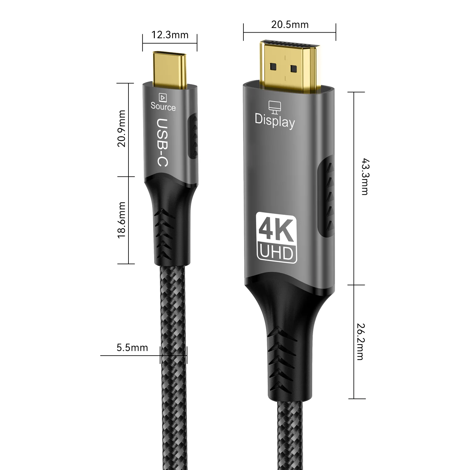 4K USB-C to HDMI Cable Adapter - 60Hz Nylon Braided Premium Cable