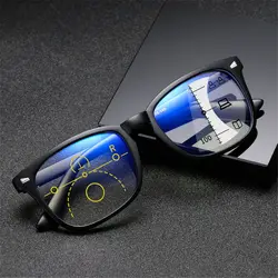 Square Multifocal Progressive Reading Glasses Men Women Fashion Anti Blue With Diopters Anti-glare Computer Eyeglasses +1.0~+4.0