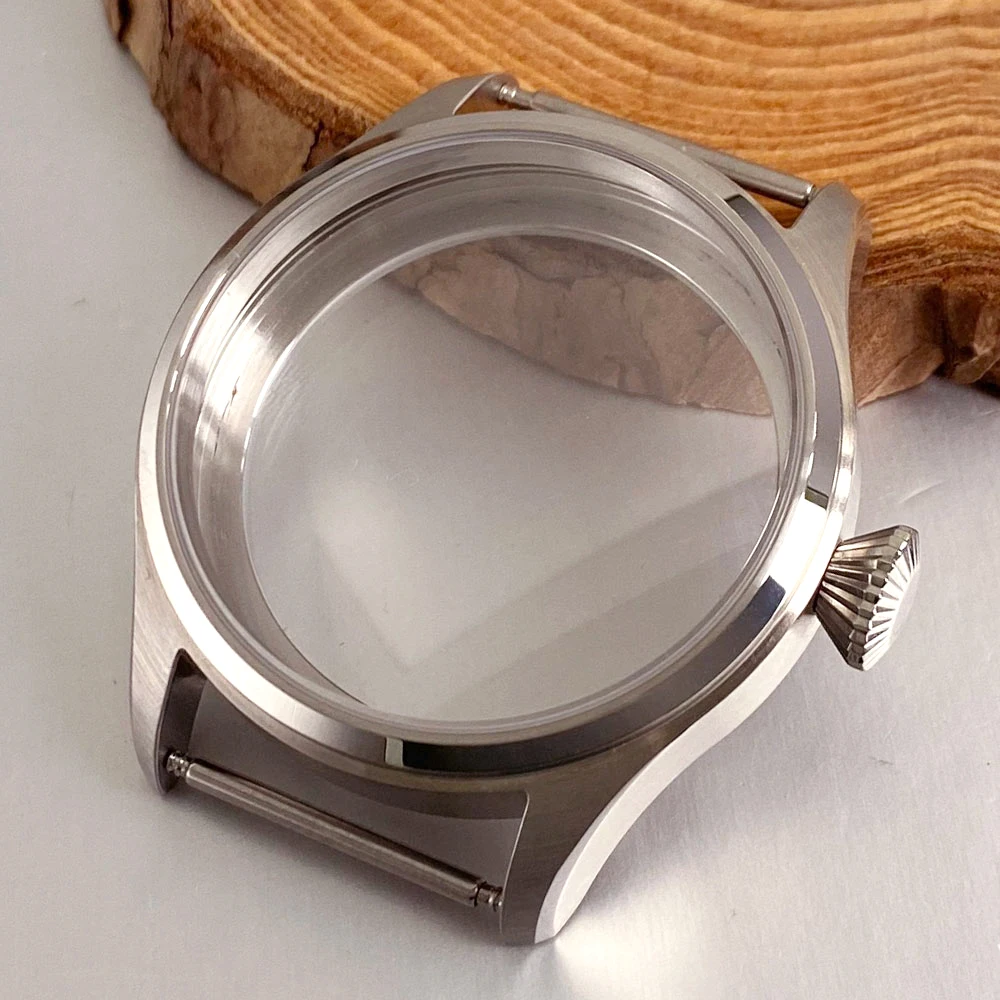 Steel 42mm Sapphire Crystal Retro Pilot Watch Case for Men - Mechanical Watch Part with 37mm Dial