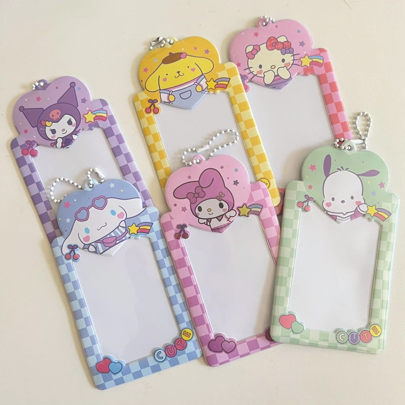 Cute Cartoon Characters Kpop Photo Card Holder Idol Photo Protective Display Sleeves Kawaii Stationery Student Pendant Kids Gift