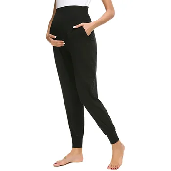 Women's Maternity Pants Maternity Activewear Jogger Track Cuff Sweatpants Over The Belly Stretchy Pregnancy Pants