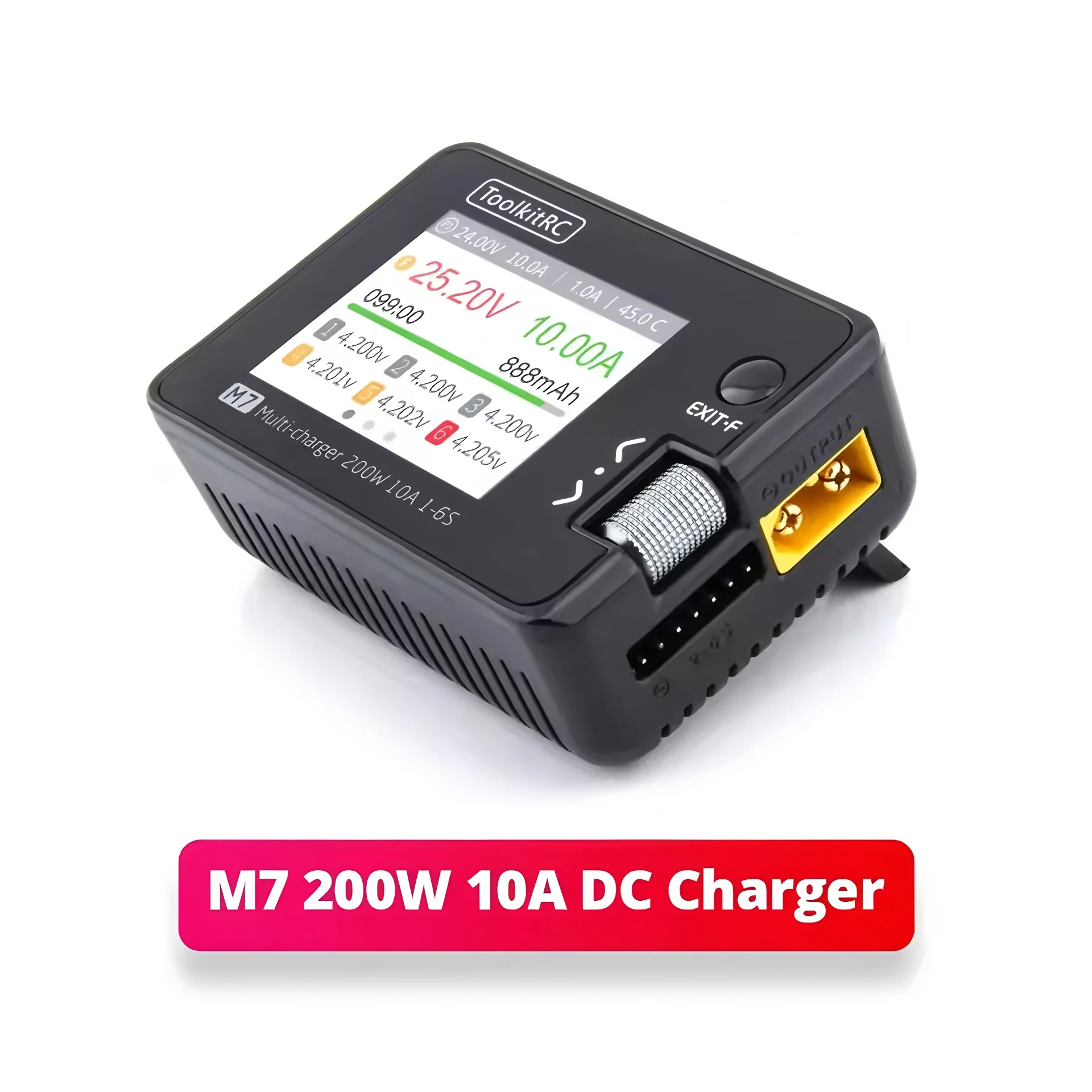 ToolkitRC M7 200W SC100 밸런스 충전기 방전기 ADP100 포함 1-6S 리포 배터리 전압 서보 체커 수신기 신호 테스트
