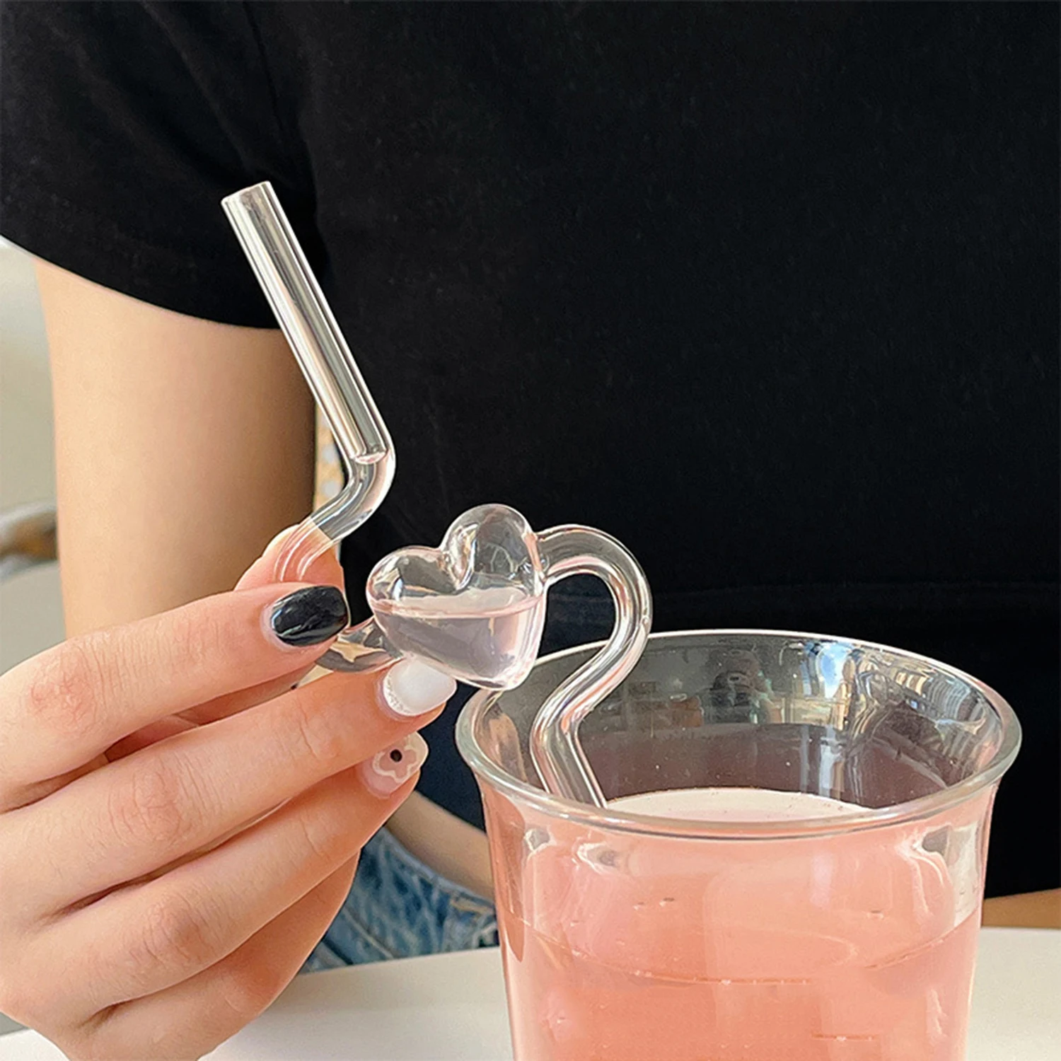 Creative Heart Straw - Glass Straw - Reusable Eco Friendly from Apollo Box